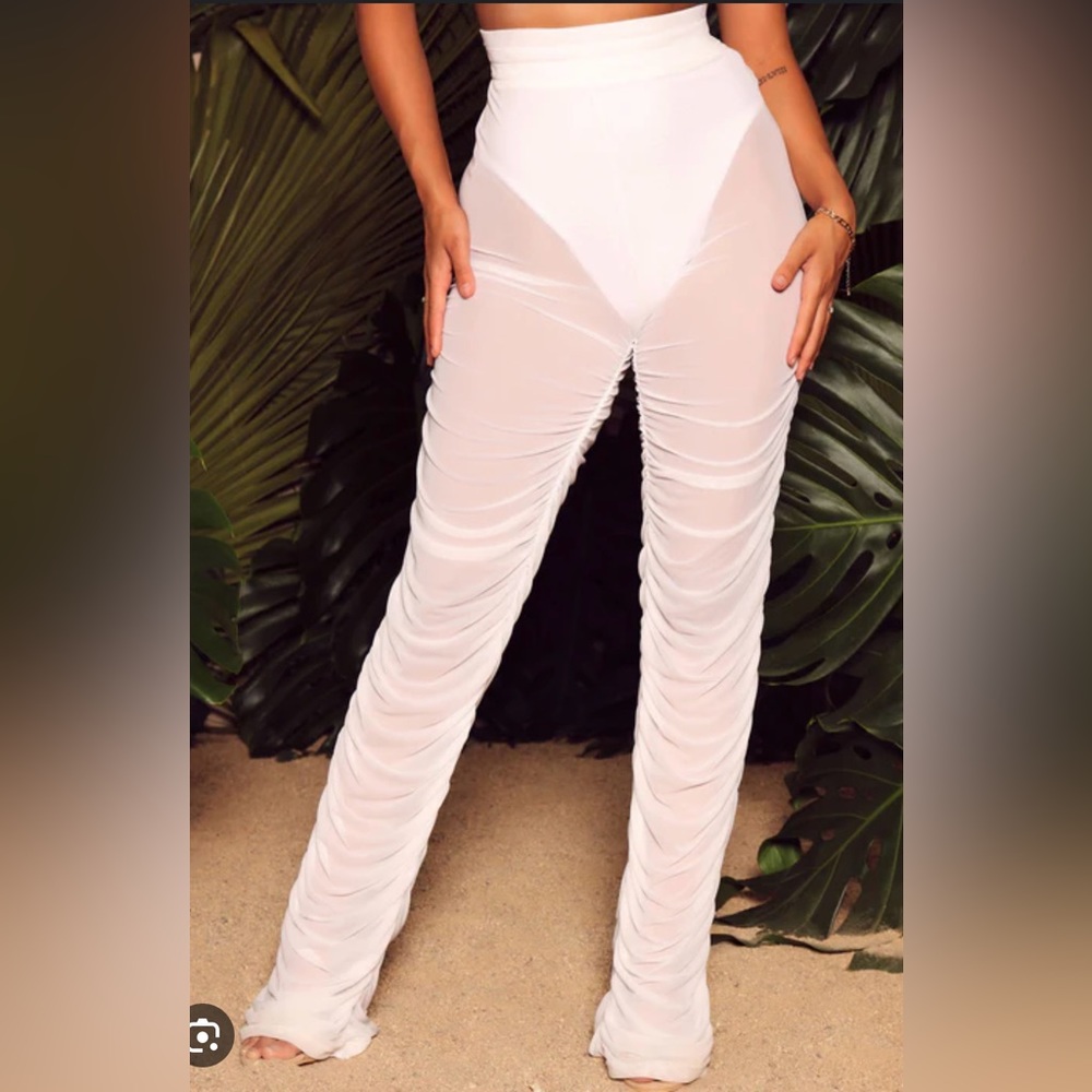 Beach Cover Up Pant- White